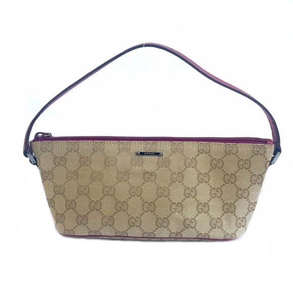 SOLD 🥰 Gucci GG Canvas Beige/Pink Boat Pochette - Picture 7 of 12